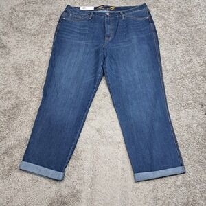 Seven7 Weekend Easy Fit Boyfriend Jeans Dark Wash Rolled Cuff Womens Size 16